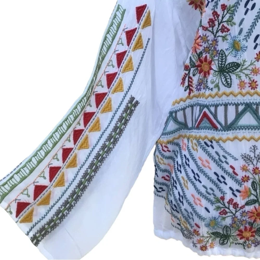 JOHNNY WAS EZRA HEAVILY EMBROIDERED BLOUSE TUNIC NWT - Picture 11 of 13